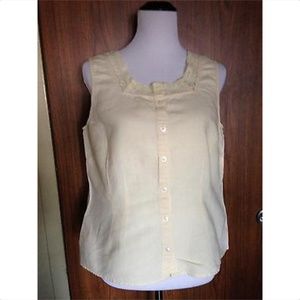 J. JILL Yellow Cotton Blend Sleeveless Tank SZ M